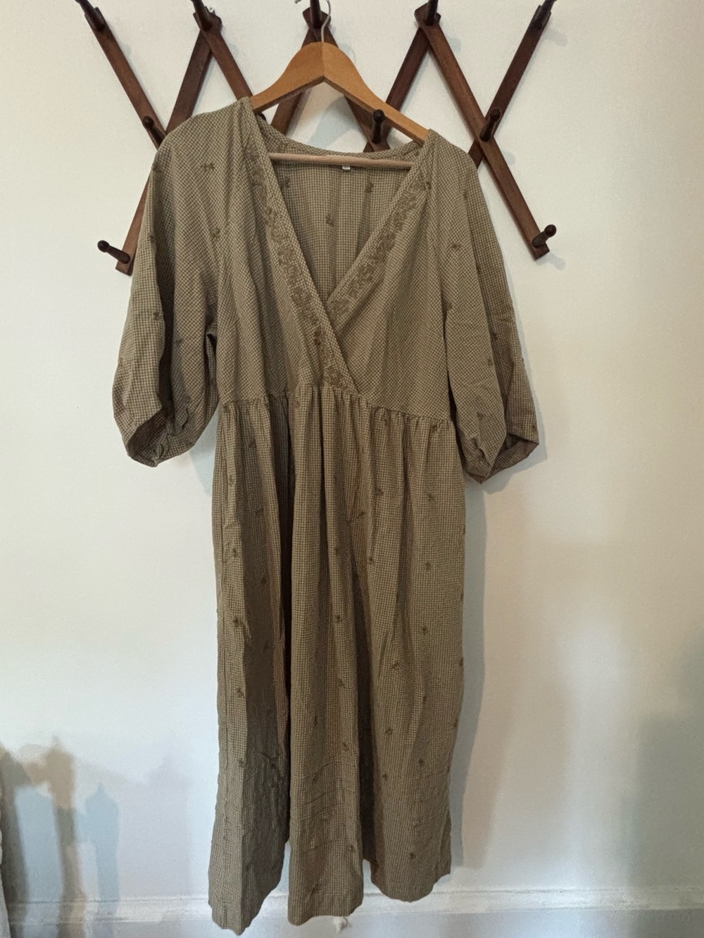 Madewell Olive Green Midi Dress with Embroidered Detail - Picture 9 of 11